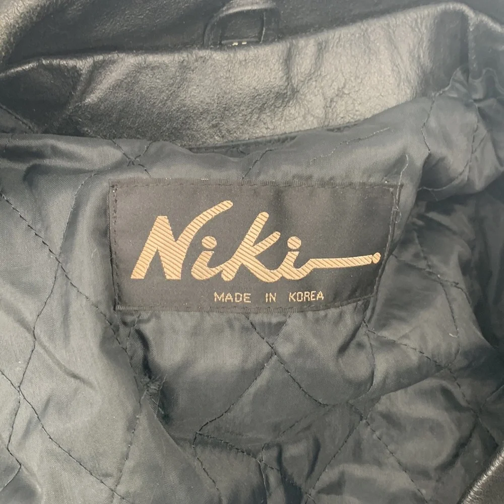 Niki Leather Jacket size XL Black Motorcycle jacket vintage - Picture 12 of 15